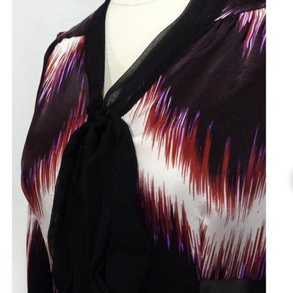Line & Dot 100% Silk Blouse With Sheer Panels XS - Picture 9 of 14